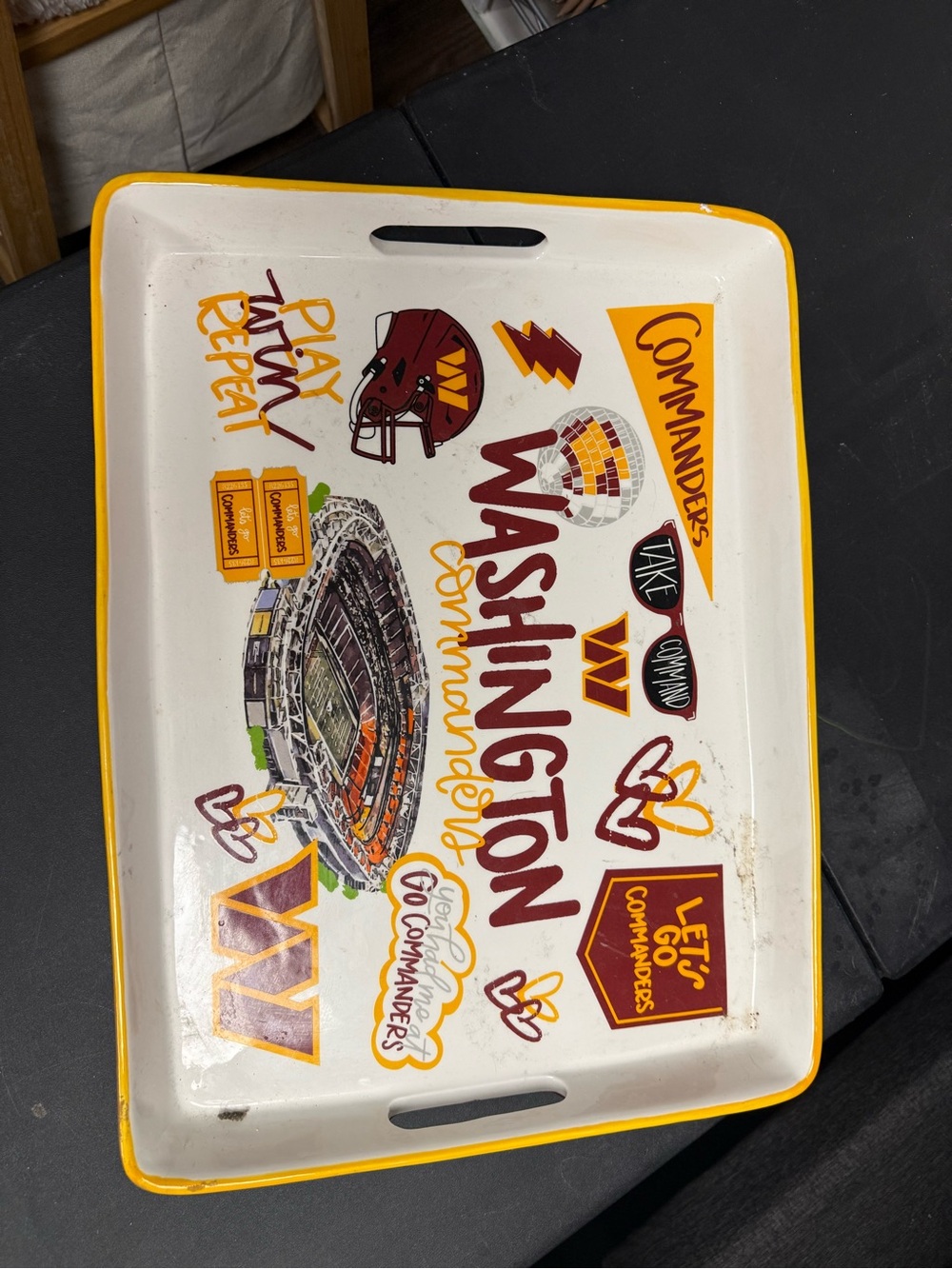 Washington Commanders Decorative Serving Tray - White/Gold/Burgundy